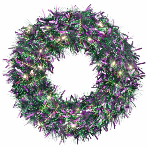 Mardi Gras Light Up Wreath 17"