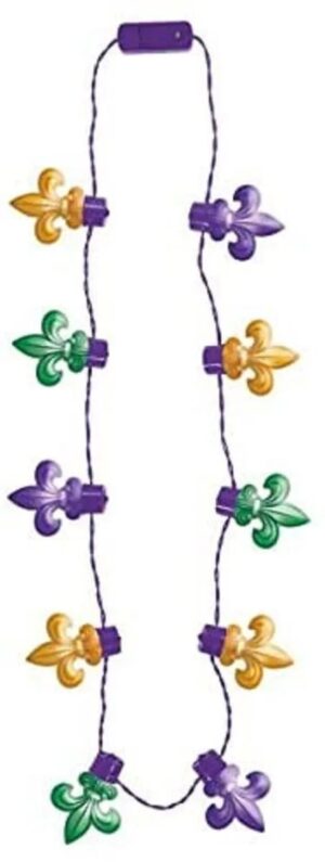 Mardi Gras Jumbo Light Up Bulb Fleur De Lis Necklace 30"