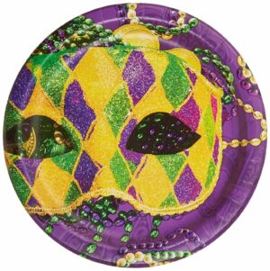 Mardi Gras Mask 9" Plates 8CT