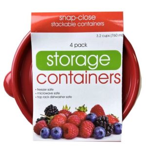 4 Pack Plastic Square Food Container Approx 5.9" x 4.3" x 5.9"