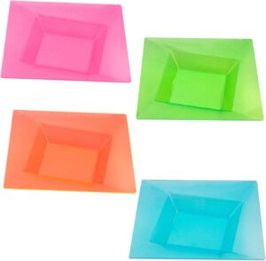 12oz Assorted NeonPlastic Square Twist Salad/Snack Bowls 10CT