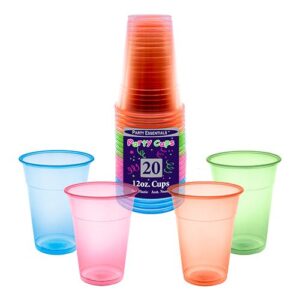 12oz Assorted Neon Soft Plastic Cups 20CT