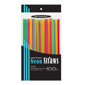 Assorted Neon Plastic Straws 100CT