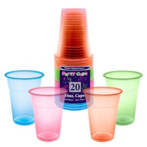 16oz Assorted Neon Soft Plastic Cups 20CT