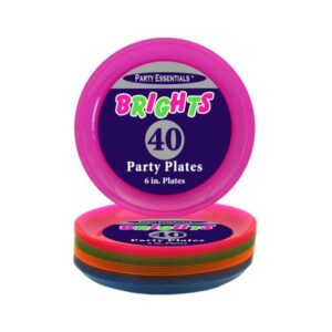6" Assorted Neon Party Plates 40CT