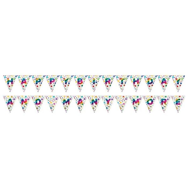 Rainbow Foil Flag Happy Birthday Banner