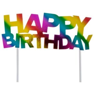 Rainbow Foil Happy Birthday Cake Topper