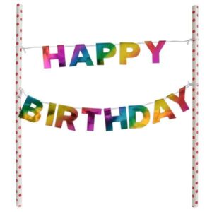 Rainbow Foil Happy Birthday Cake Topper