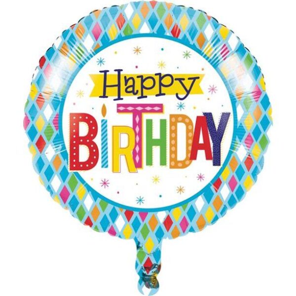 18" Bright Birthday Mylar Balloon