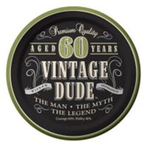 60TH Vintage Dude 7" Plates 8CT