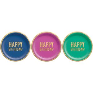 Happy Dots 7" Foil "Happy Birthday" Assorted Round Plates