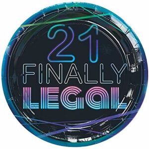 7" Finally "21" Iridescent Paper Plates 8CT