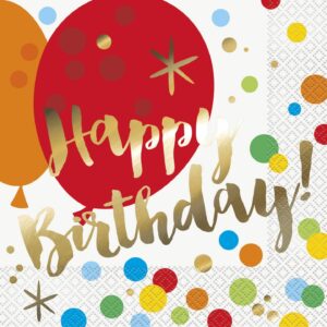 Glitzy Gold Happy Birthday Lunch Napkins 16CT