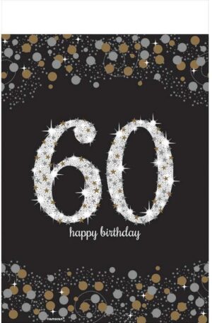 Glamorous Sparkling Celebration "60" Happy Birthday Plastic Table Cloth 54" x 102"