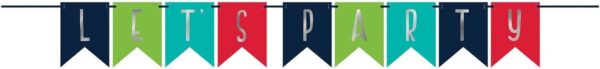 A Reason To Celebrate "Let's Party" Foil & Ribbon Pennant Banner 12'x6.5"