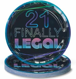 9" Finally 21 Iridescent Paper Plates 8CT