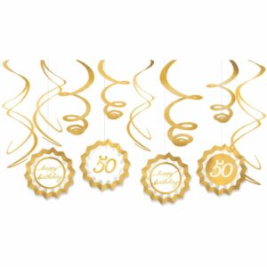 Golden Age 50th Birthday Fan & Swirl Decorating Kit 12PC