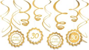 Golden Age 30th Birthday Fan & Swirl Decorating Kit 12PC