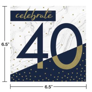 "40" Milestone Navy & Gold Lunch Napkins 16CT