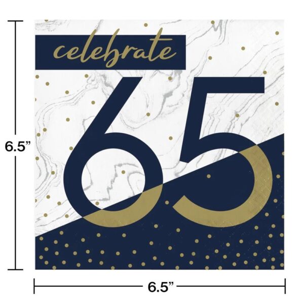 "65" Milestone Navy & Gold Lunch Napkins 16CT
