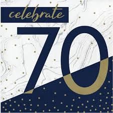 "70" Milestone Navy & Gold Lunch Napkins 16CT