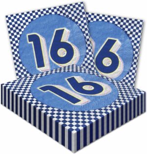 Bulldog 16th Birthday Beverage Napkins 16CT