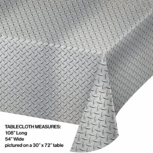 All Over Print Diamond Plate Plastic Tablecloth 54"x108"