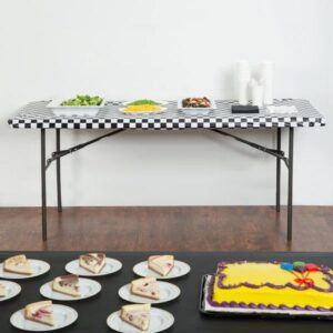 Black & White Checkered Stay Put Tablecover 29"x72"