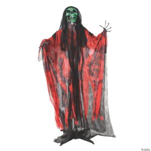 Standing Animated Black & Red Skeleton Reaper 6FT