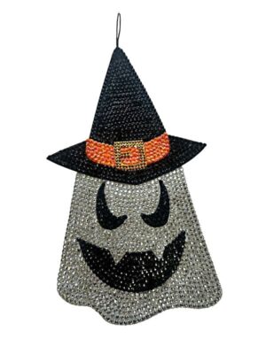 Rhinestone Ghost W/witch Hat Decoration 17"