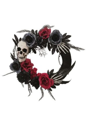18" Black Skull Wreath