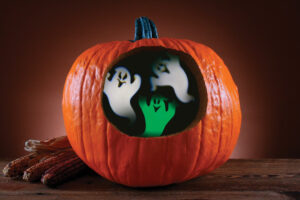 Smiling Ghost Pumpkin Light