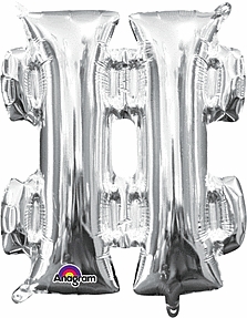 16" Symbol Number Sign Silver