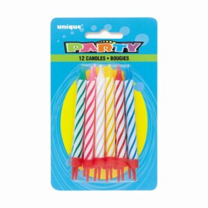 12 Spiral Birthday Candles In Holders