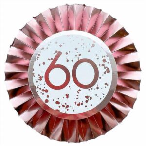 Rose Gold 60th Rosette Badge
