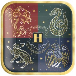 Harry Potter Hogwarts United Mettallic 9" Square Plates 8ct