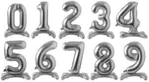 34" Silver Standing Number Balloon