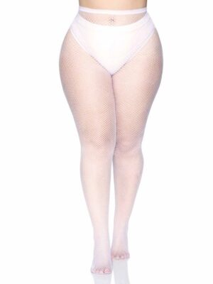 White Fishnet Stocking Plus Size