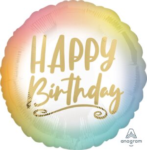 18" Gold Ombre Happy Birthday Balloon