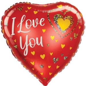 28" I Love You Glitter Hearts Balloon