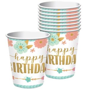 Boho Birthday Girl 9oz Paper Cups 8ct