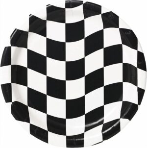 Black And White Checker 7" Plates 8CT