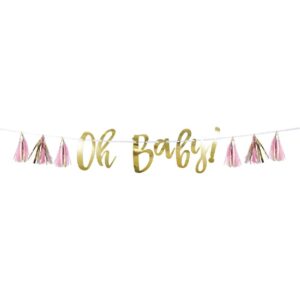 Pink And Gold Oh Baby Tassel Banner