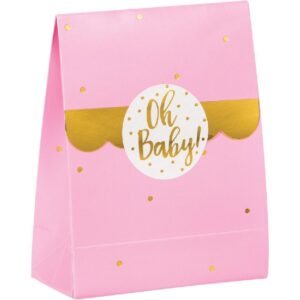 Pink And Gold Oh Baby Favor Bags With Stickers