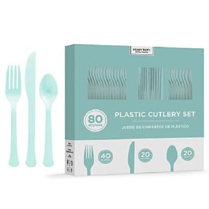 Assorted Solid Color Plastic Cutlery Set 80CT
