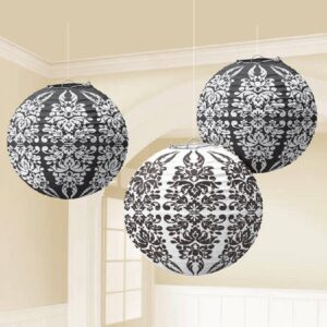 Black Damask Paper Lanterns