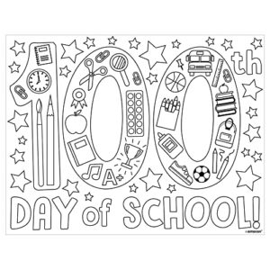 100th Day Of School Coloring Pages 11"x8.5" 36CT