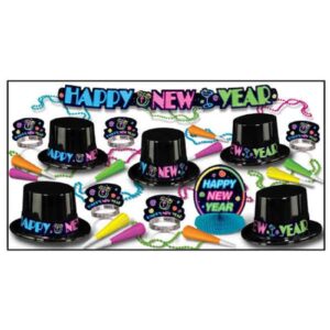 Neon New Year Party Assortment For 10 People