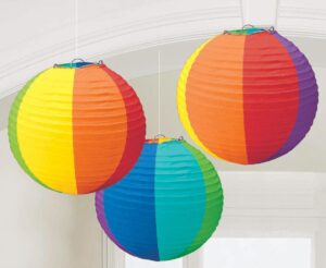 Rainbow Dots Round Paper Lanterns 3CT