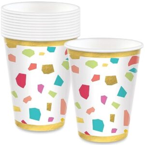 Rainbow Terrazzo Metallic Paper Cups 12 Oz